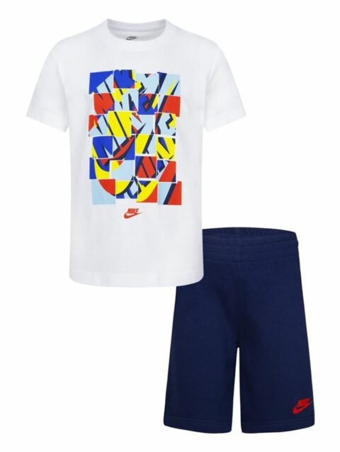 Children's Sports Outfit Nike Nsw Add Ft Short  Blue White Multicolour 2 Pieces