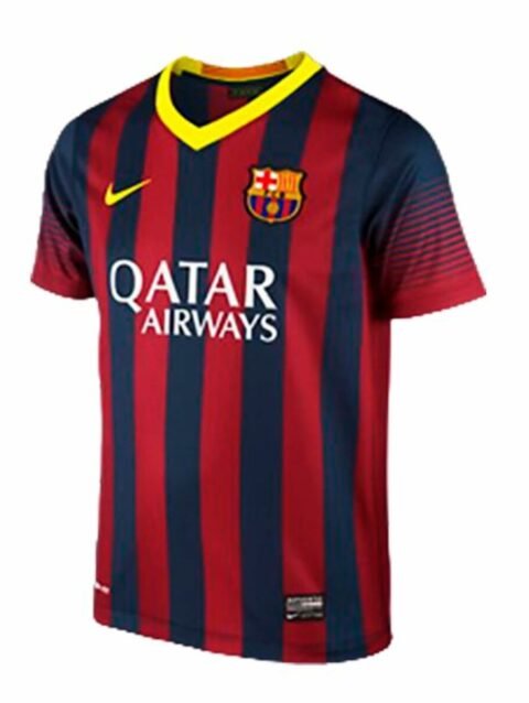 Children's Short Sleeved Football Shirt Qatar Nike FC. Barcelona 2014 Red