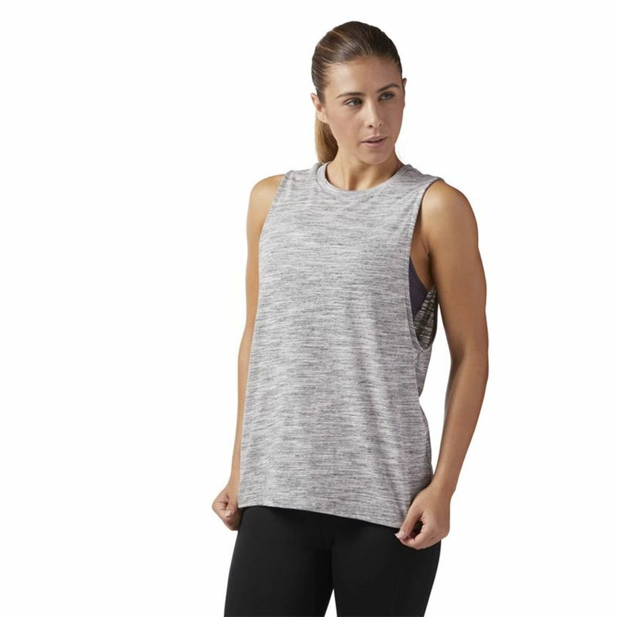 Tank Top Women Reebok Marble Muscle Light grey - Image 3