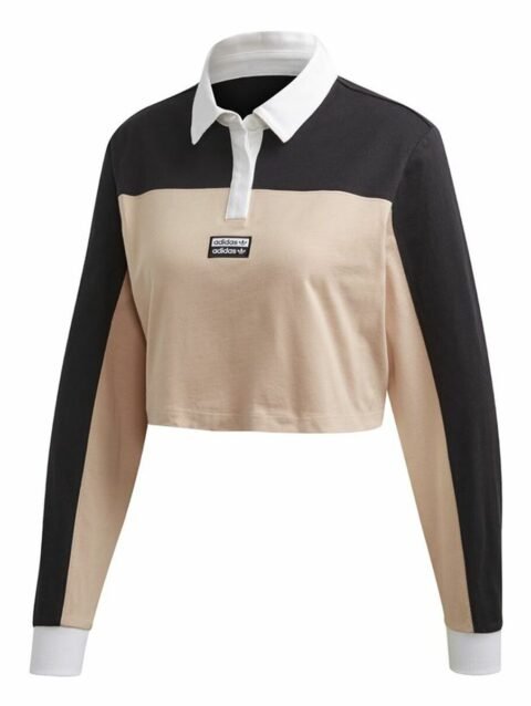 Women’s Short Sleeve Polo Shirt Adidas Originals Cropped Lady Black