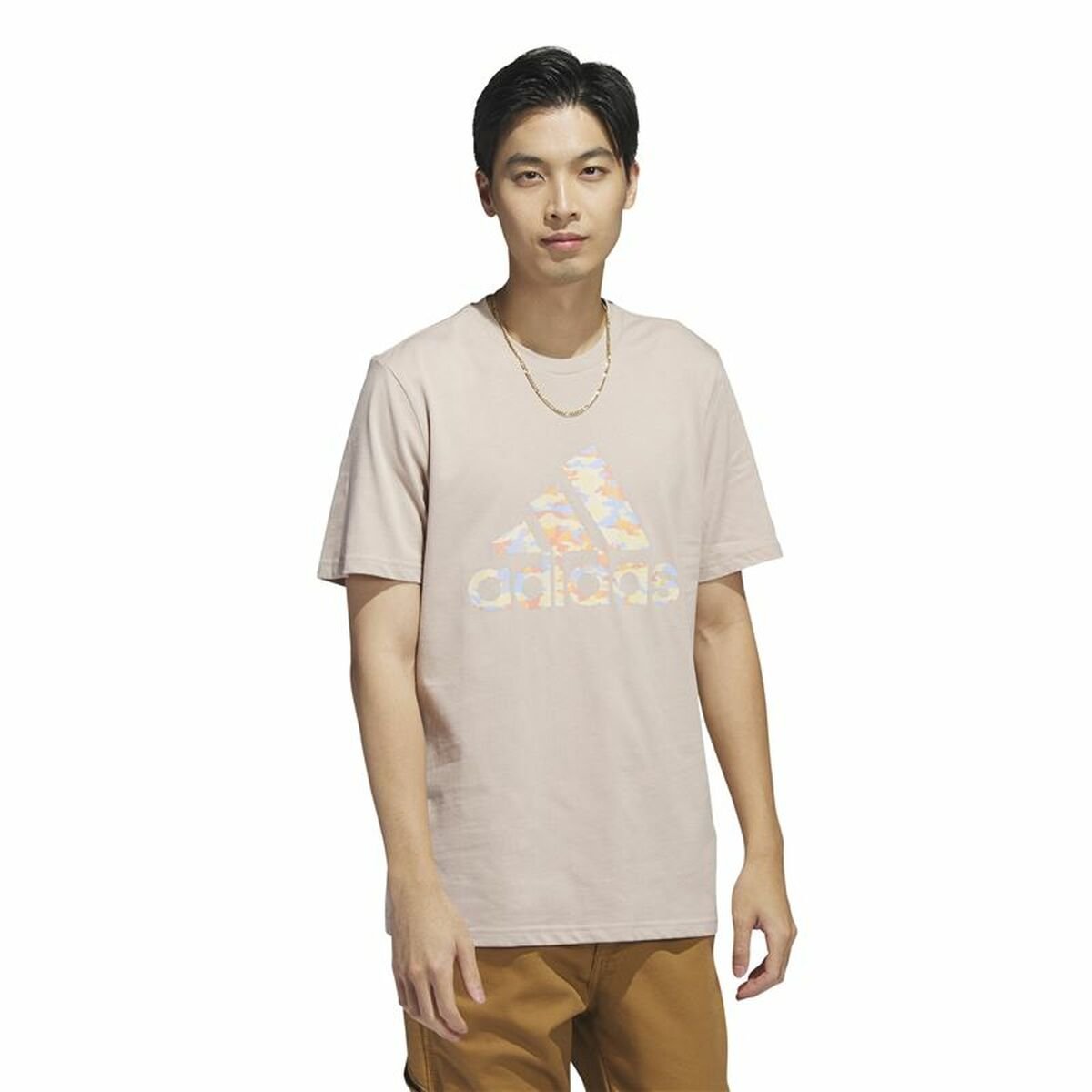 Men’s Short Sleeve T-Shirt Adidas Beige Camouflage - Image 8