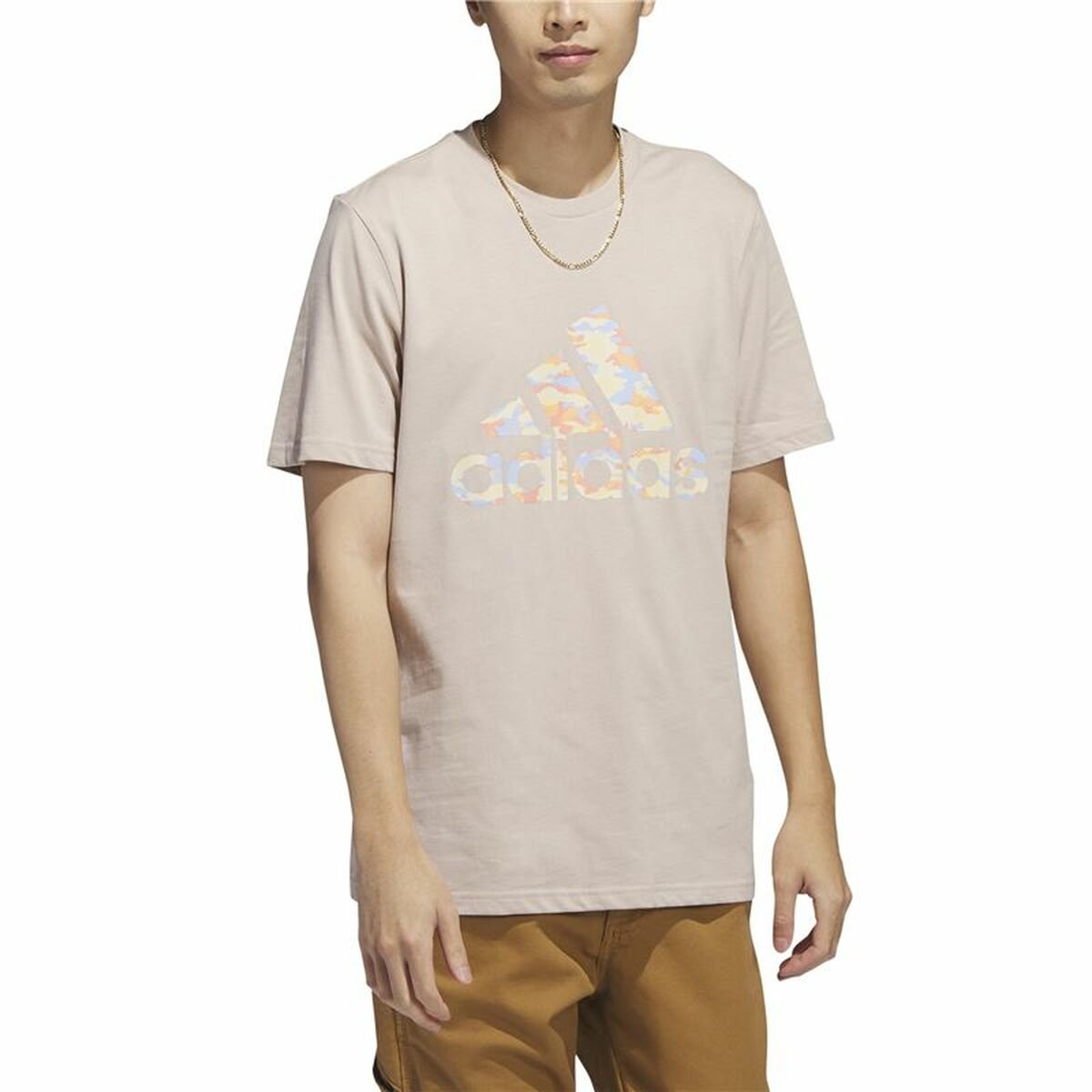 Men’s Short Sleeve T-Shirt Adidas Beige Camouflage - Image 7