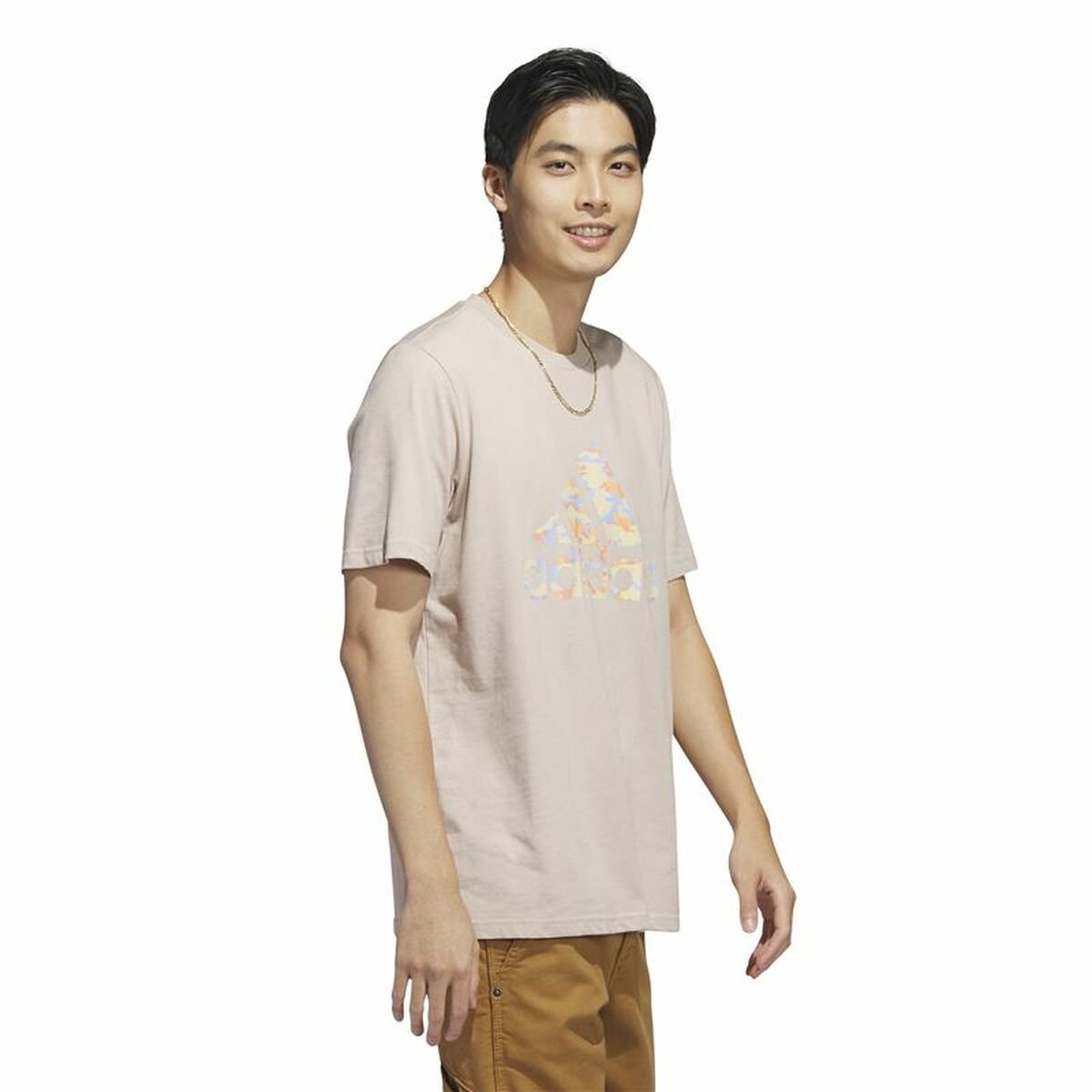 Men’s Short Sleeve T-Shirt Adidas Beige Camouflage - Image 5