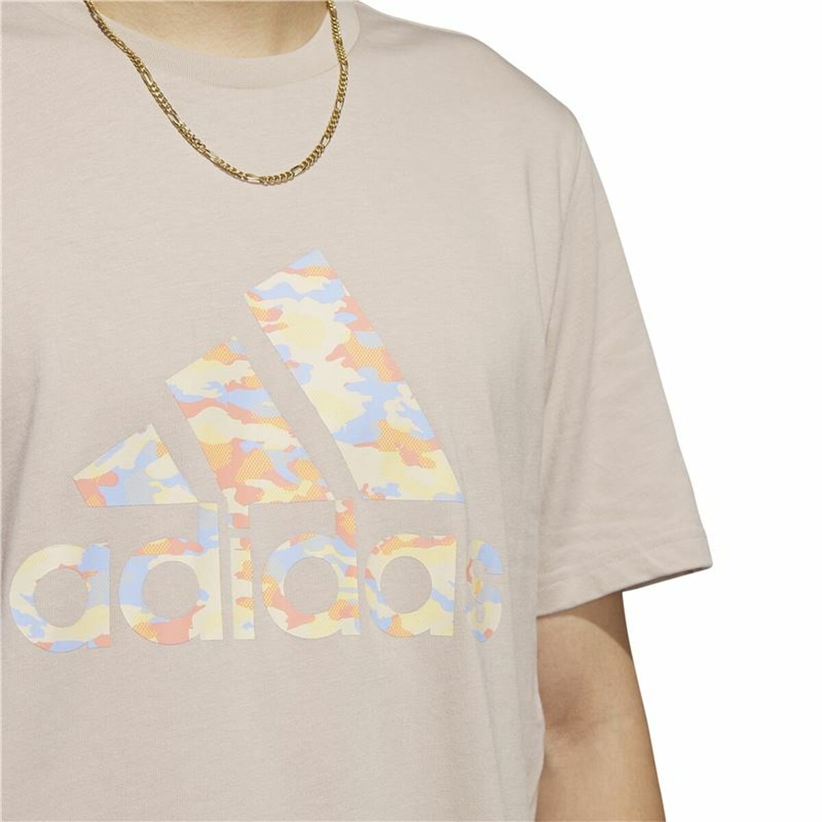 Men’s Short Sleeve T-Shirt Adidas Beige Camouflage - Image 4