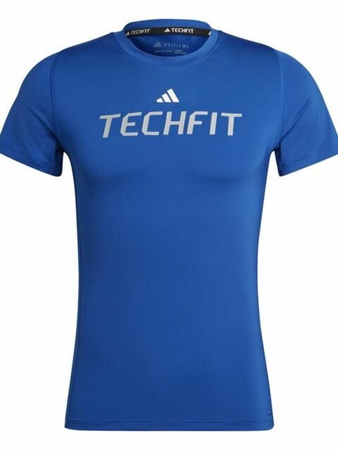 Men’s Short Sleeve T-Shirt Adidas techfit Graphic  Blue
